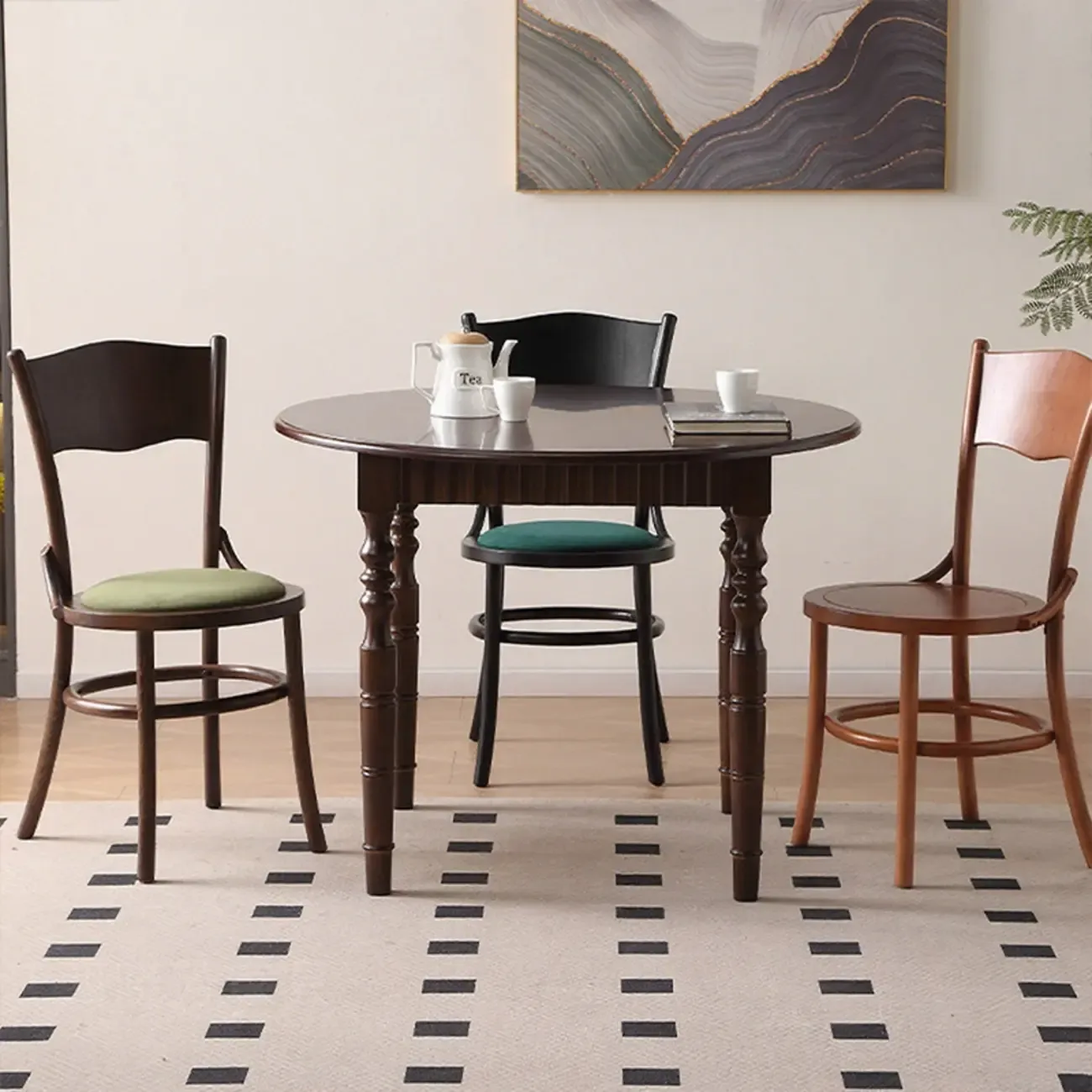 Mid-Century Modern Round Wood Dining Chair Image - 3