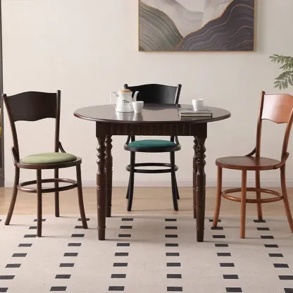 Mid-Century Modern Round Wood Dining Chair Image - 3