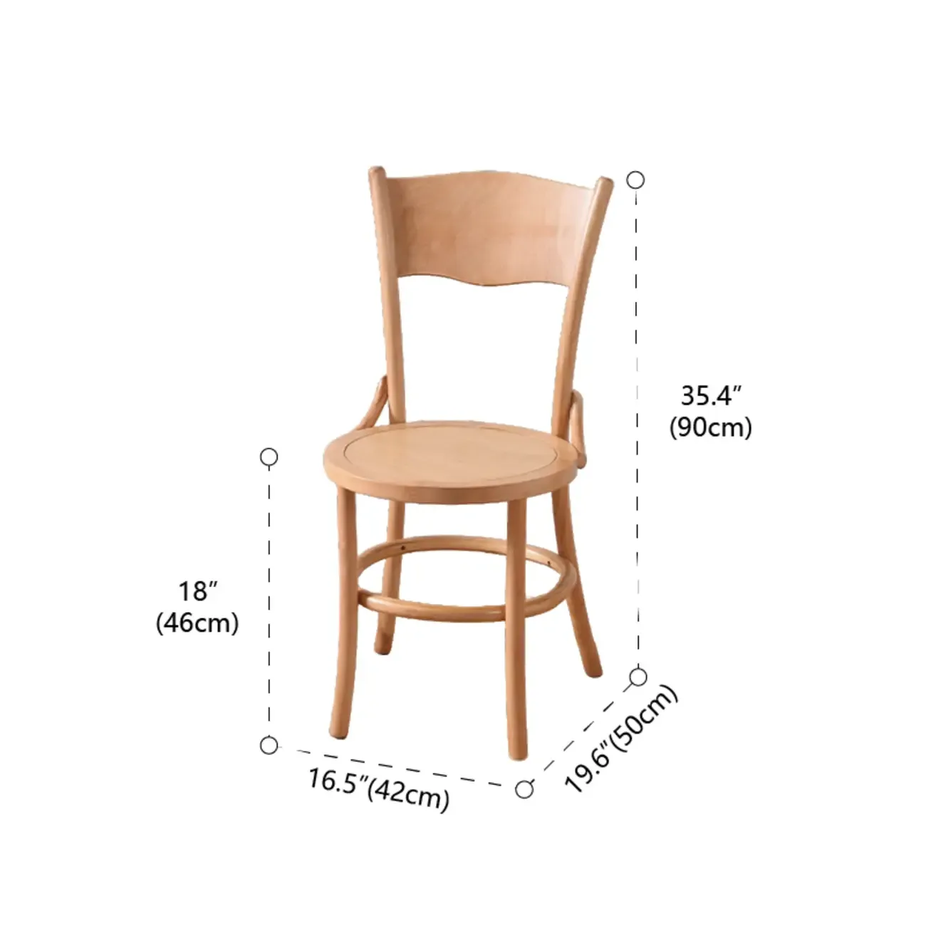 Mid-Century Modern Round Wood Dining Chair #size