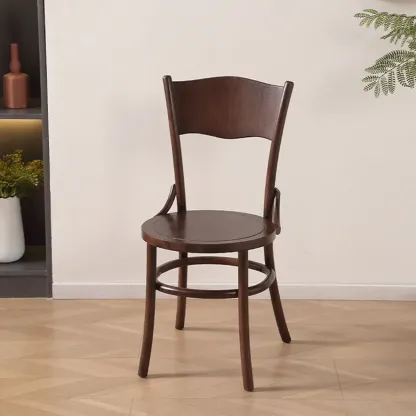 Mid-Century Modern Round Wood Dining Chair Image - 16