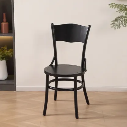 Mid-Century Modern Round Wood Dining Chair Image - 18