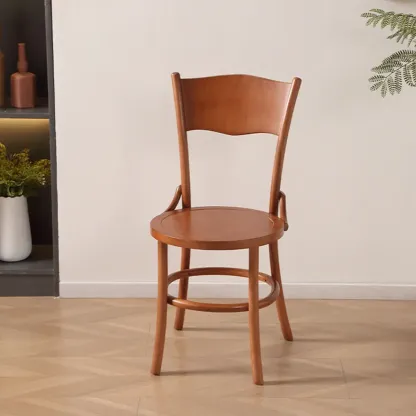 Mid-Century Modern Round Wood Dining Chair Image - 12