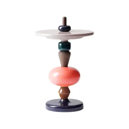 Colorful Round Fiberglass Stacked Accent Table Image - 6