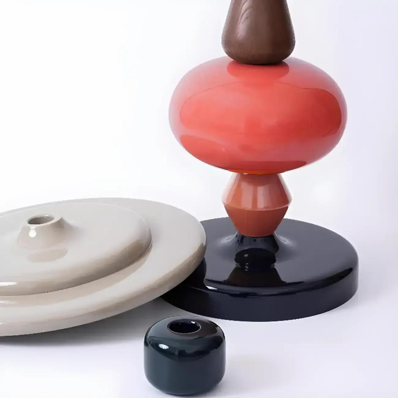 Colorful Round Fiberglass Stacked Accent Table Image - 8