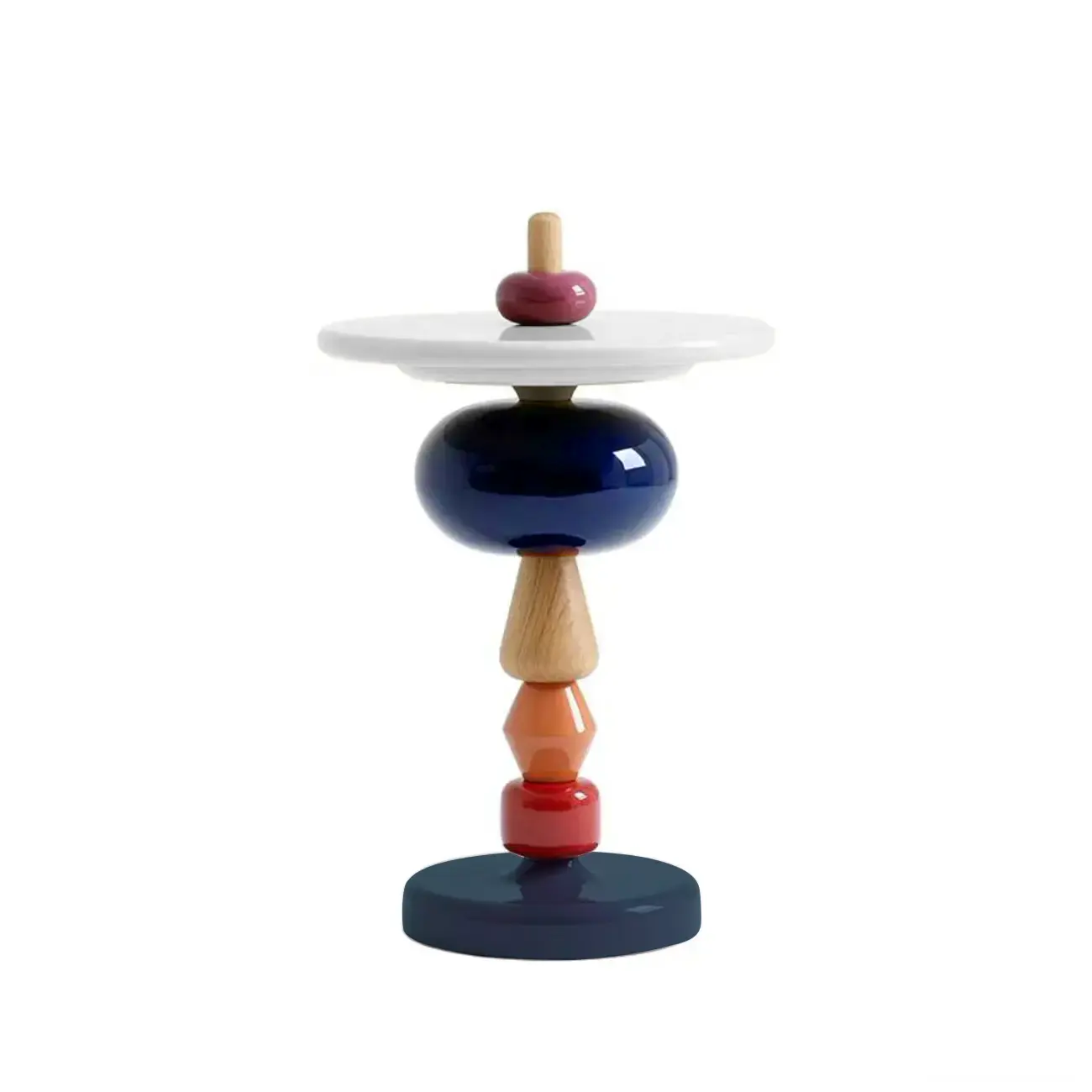 Colorful Round Fiberglass Stacked Accent Table Image - 3 | homeyfad