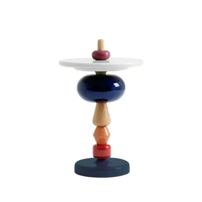 Colorful Round Fiberglass Stacked Accent Table Image - 3