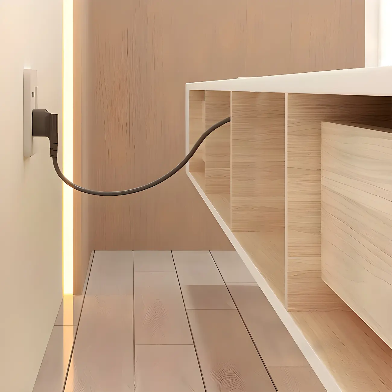 Glam Wooden Floating TV Stand in White with Drawers & Shelves Image - 8 | homeyfad