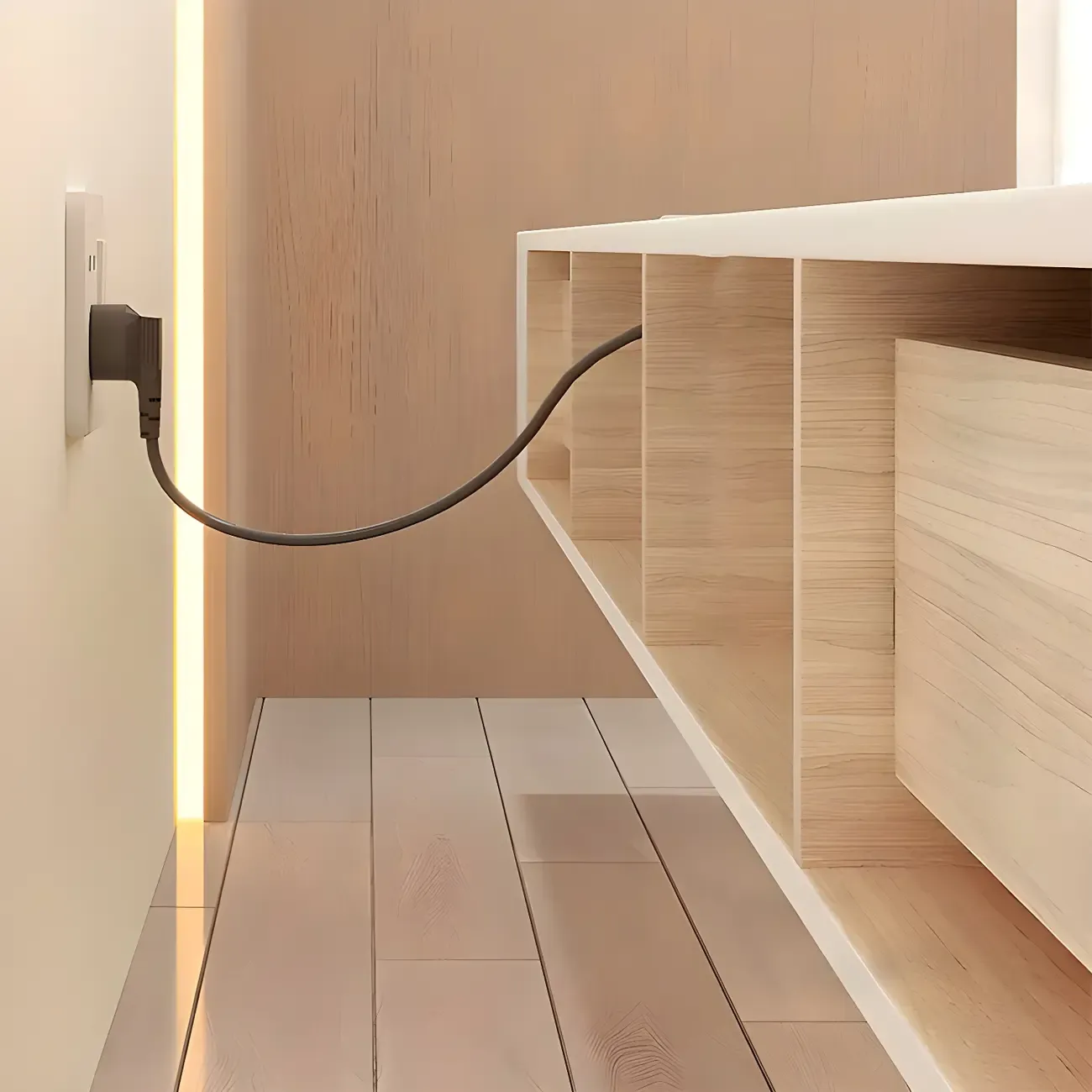 Glam Wooden Floating TV Stand in White with Drawers & Shelves Image - 8