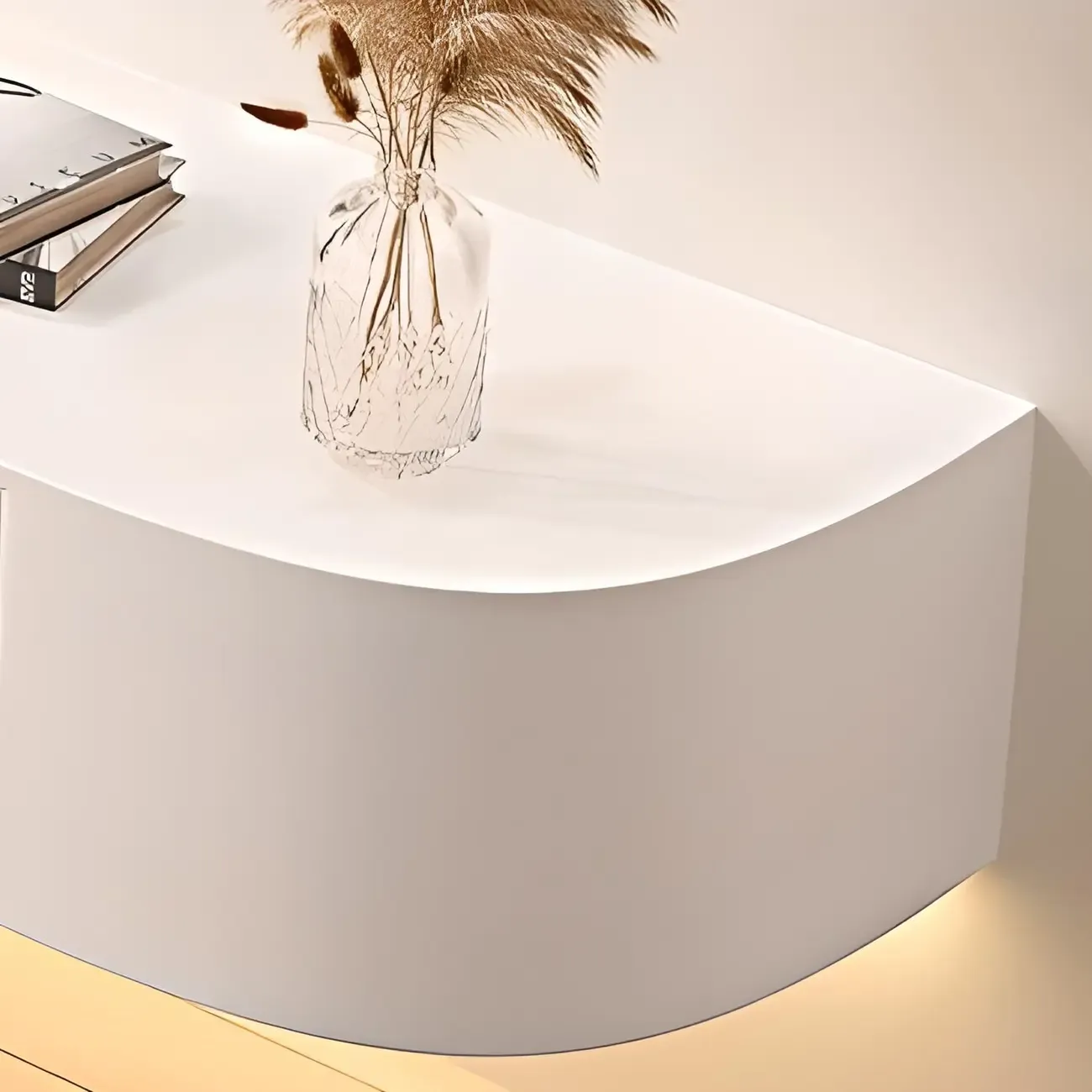 Glam Wooden Floating TV Stand in White with Drawers & Shelves Image - 9