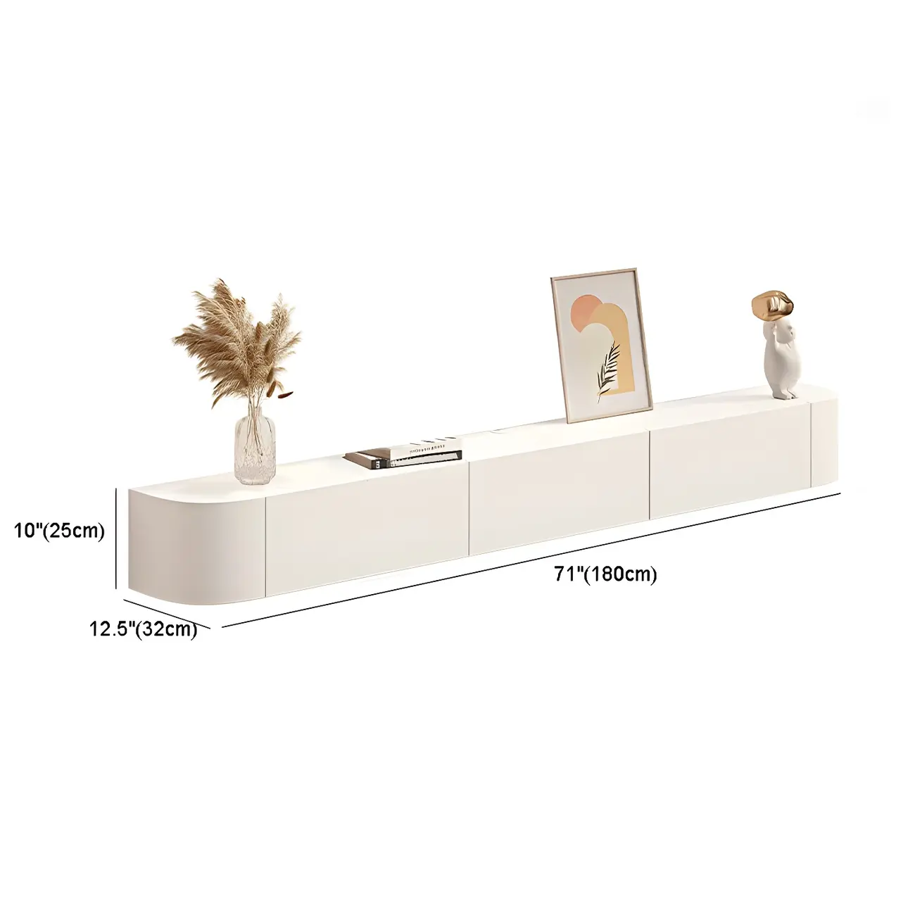 Glam Wooden Floating TV Stand in White with Drawers & Shelves Image - 16 | homeyfad