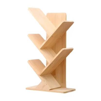 Trendy Brown Wood Tree-Shaped Etagere Bookcase Image - 10
