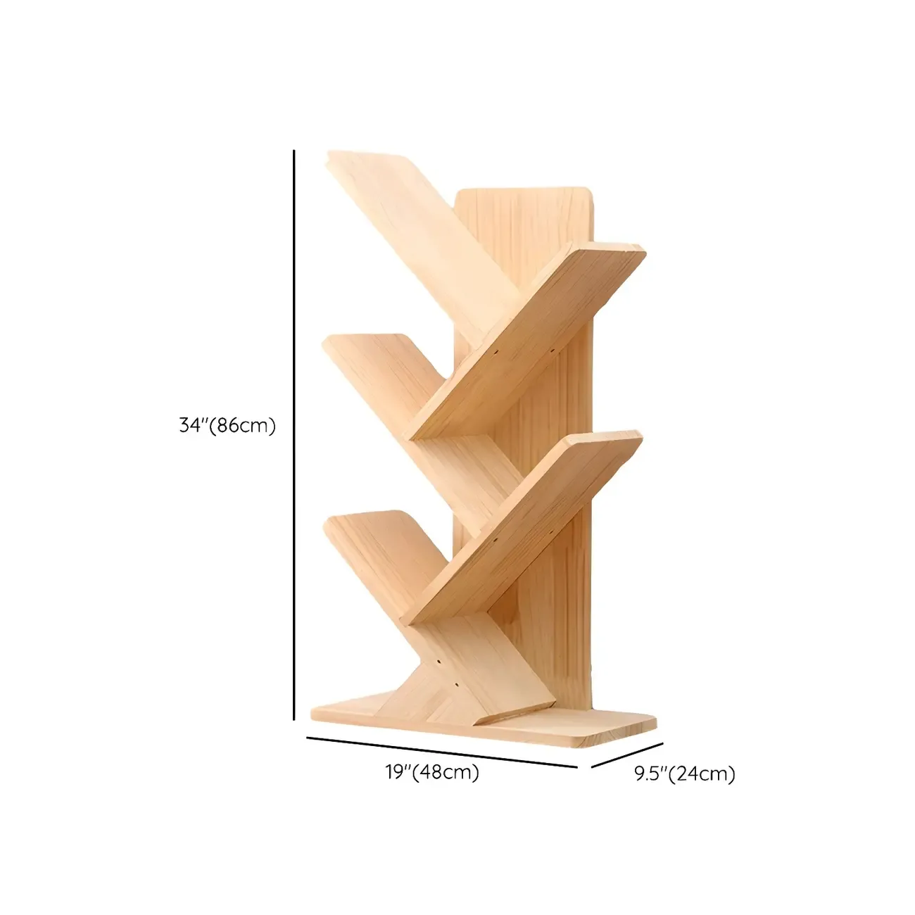 Trendy Brown Wood Tree-Shaped Etagere Bookcase Image - 18