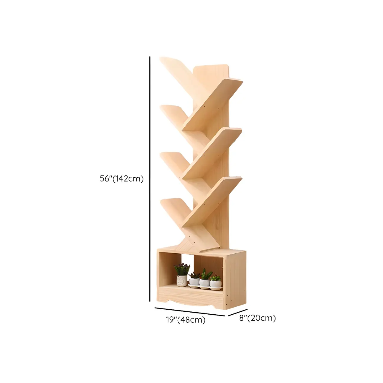 Trendy Brown Wood Tree-Shaped Etagere Bookcase Image - 22 | homeyfad