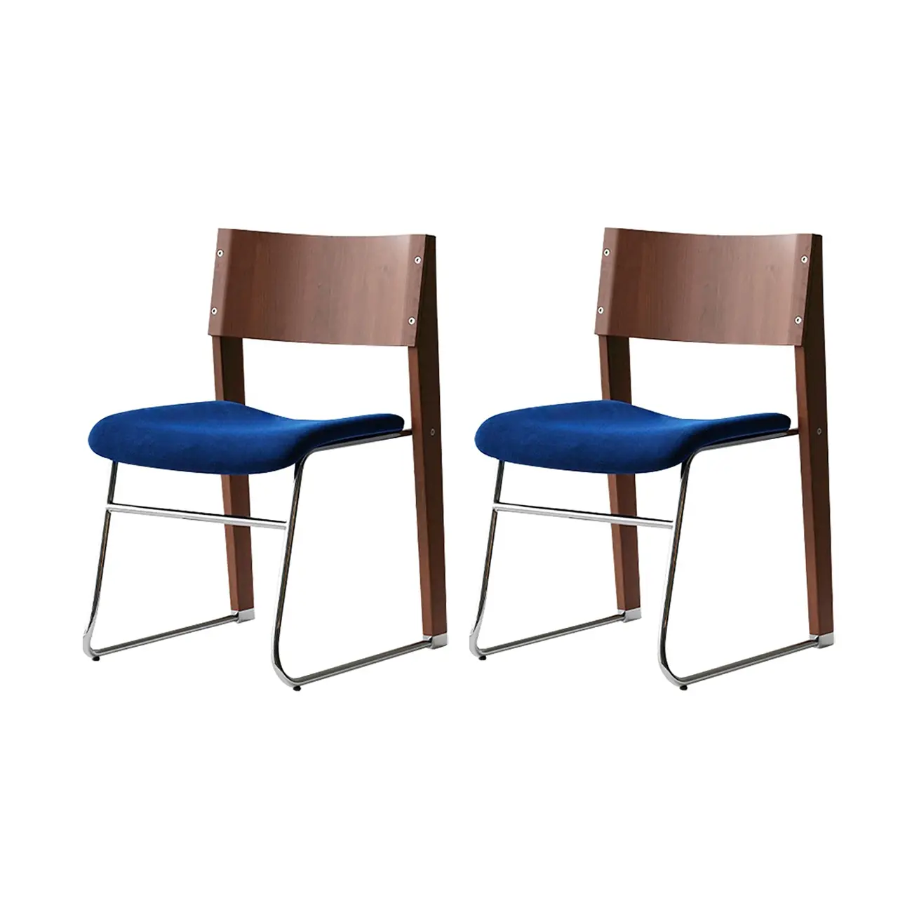 Modern Wood Velvet Open Back Armless Dining Chair Set of 2 Image - 8 | homeyfad