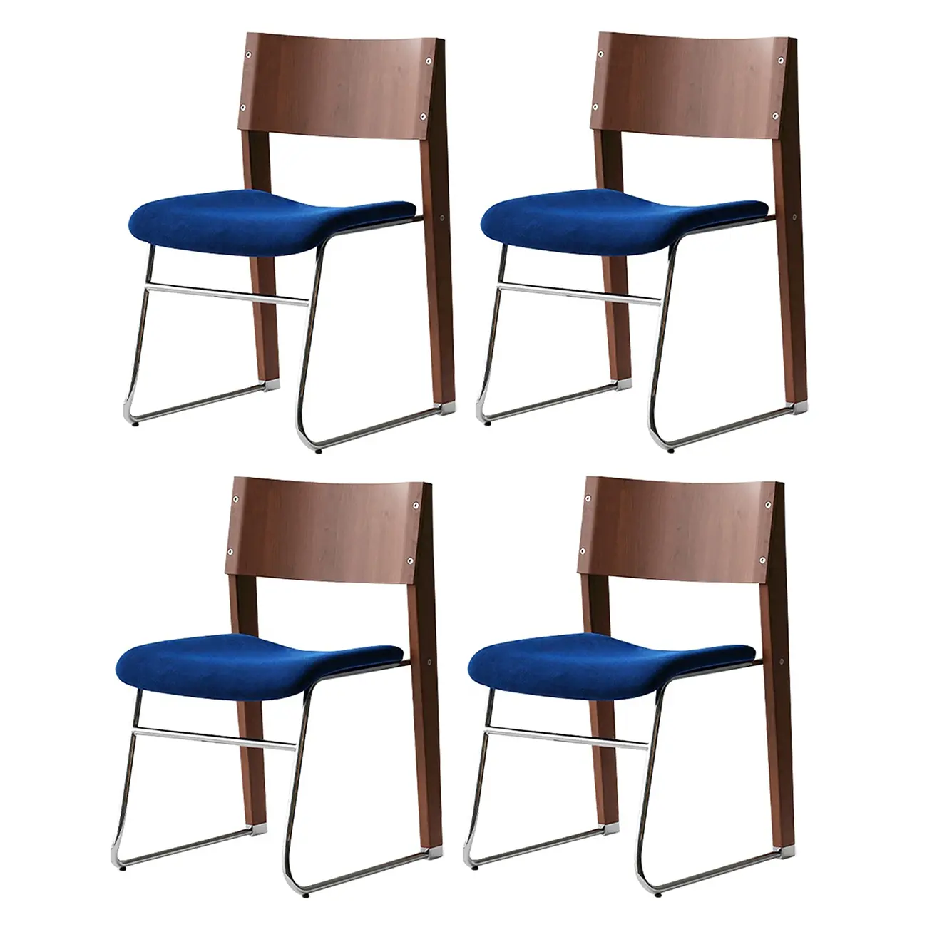 Modern Wood Velvet Open Back Armless Dining Chair Set of 2 Image - 10 | homeyfad