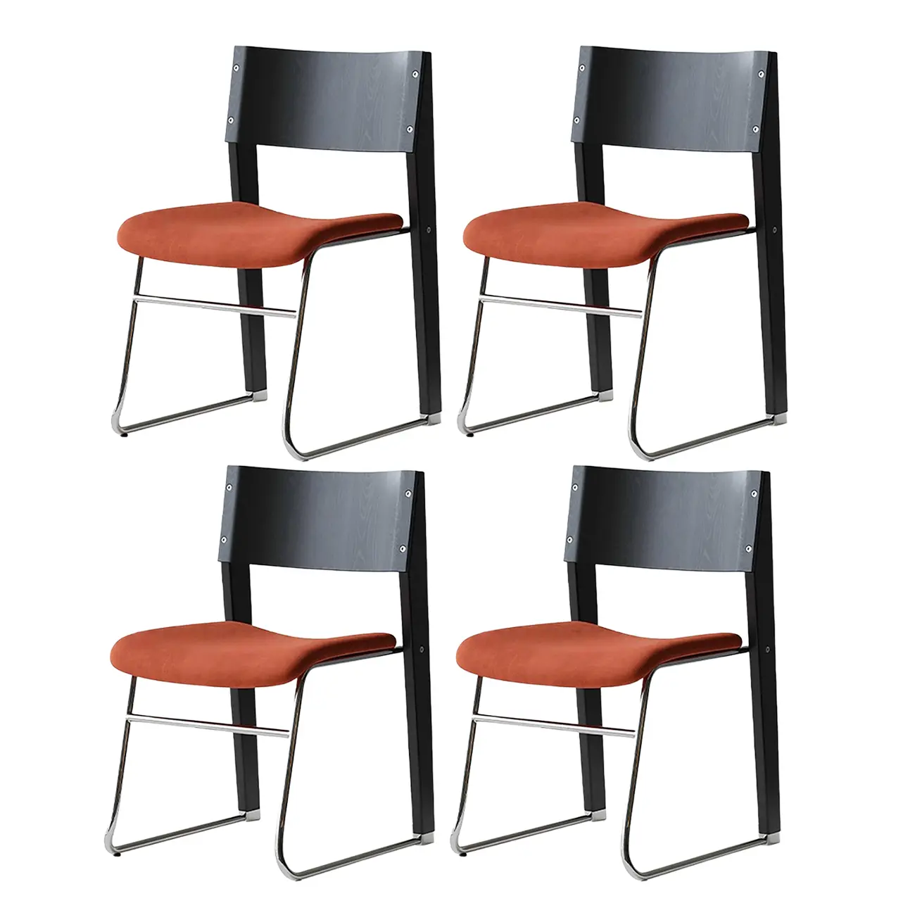 Modern Wood Velvet Open Back Armless Dining Chair Set of 2 Image - 9 | homeyfad