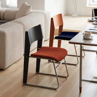 Modern Wood Velvet Open Back Armless Dining Chair Set of 2 Image - 1