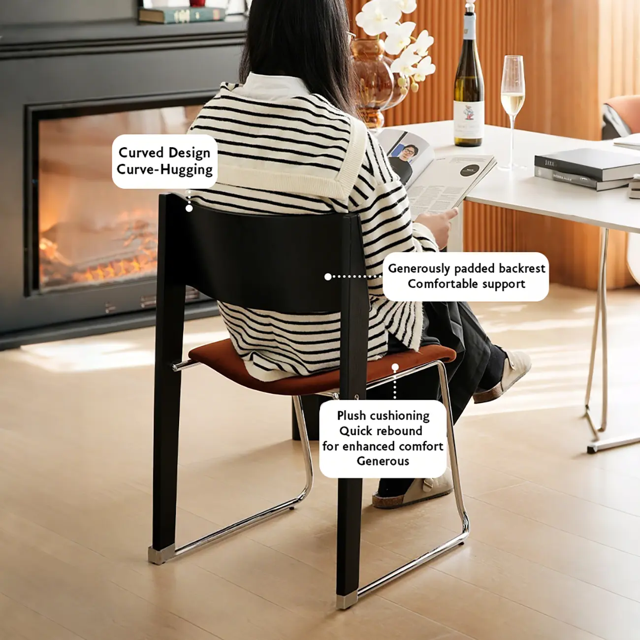 Modern Wood Velvet Open Back Armless Dining Chair Set of 2 Image - 3 | homeyfad