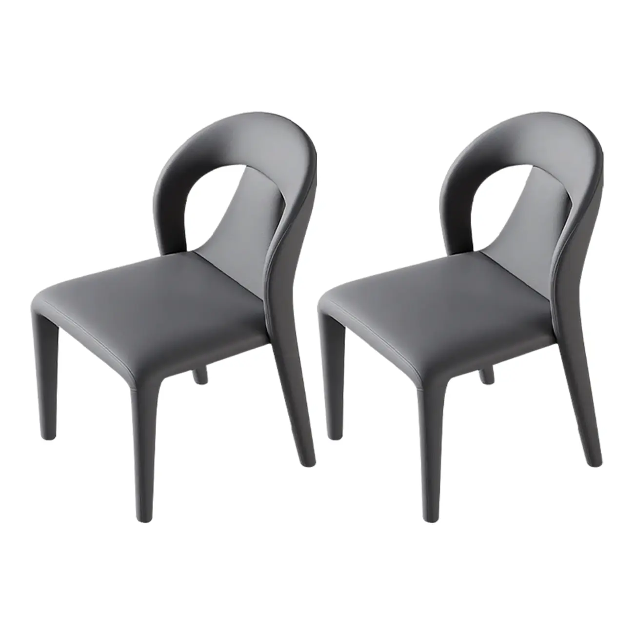 Modern Faux Leather Curved Back Armless Dining Chair Set of 2 Image - 10 | homeyfad