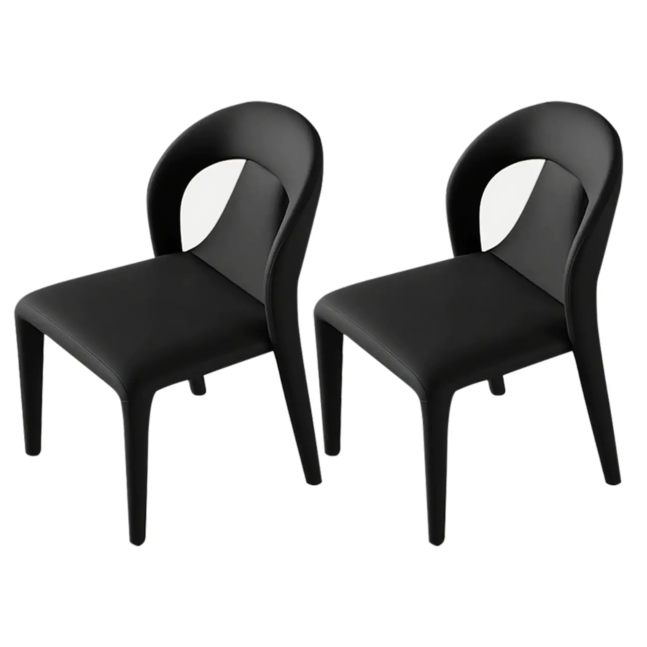 Modern Faux Leather Curved Back Armless Dining Chair Set of 2 Image - 8 | homeyfad