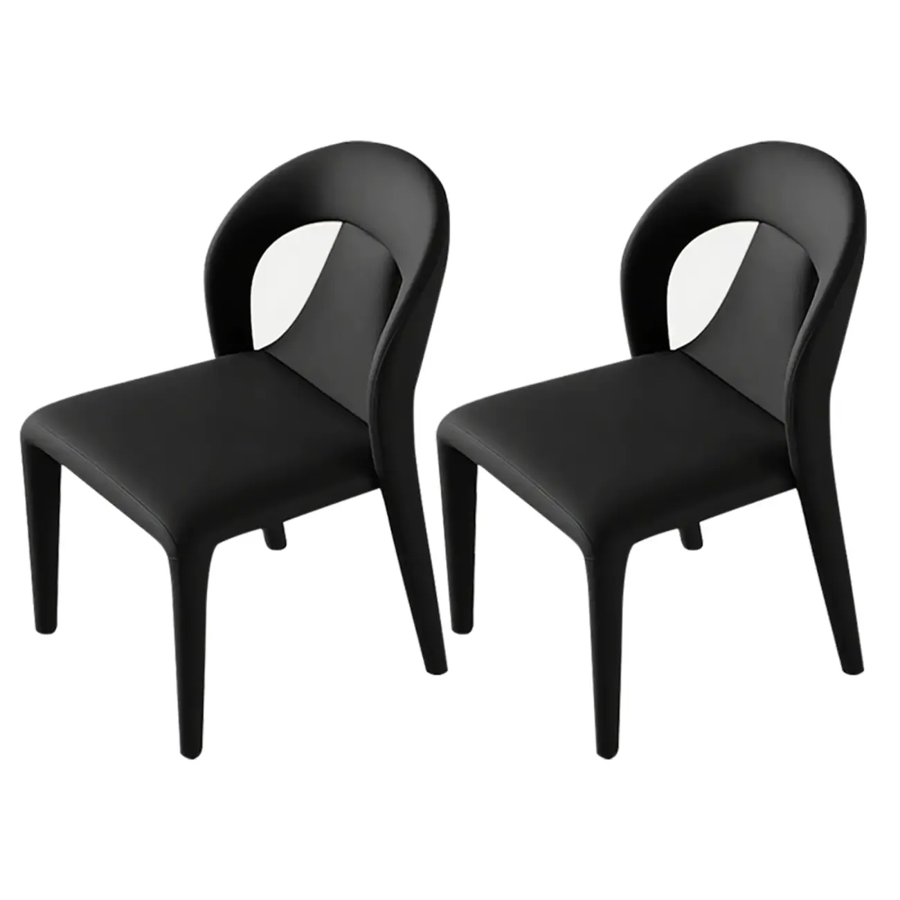 Modern Faux Leather Curved Back Armless Dining Chair Set of 2 | HomeyFad
