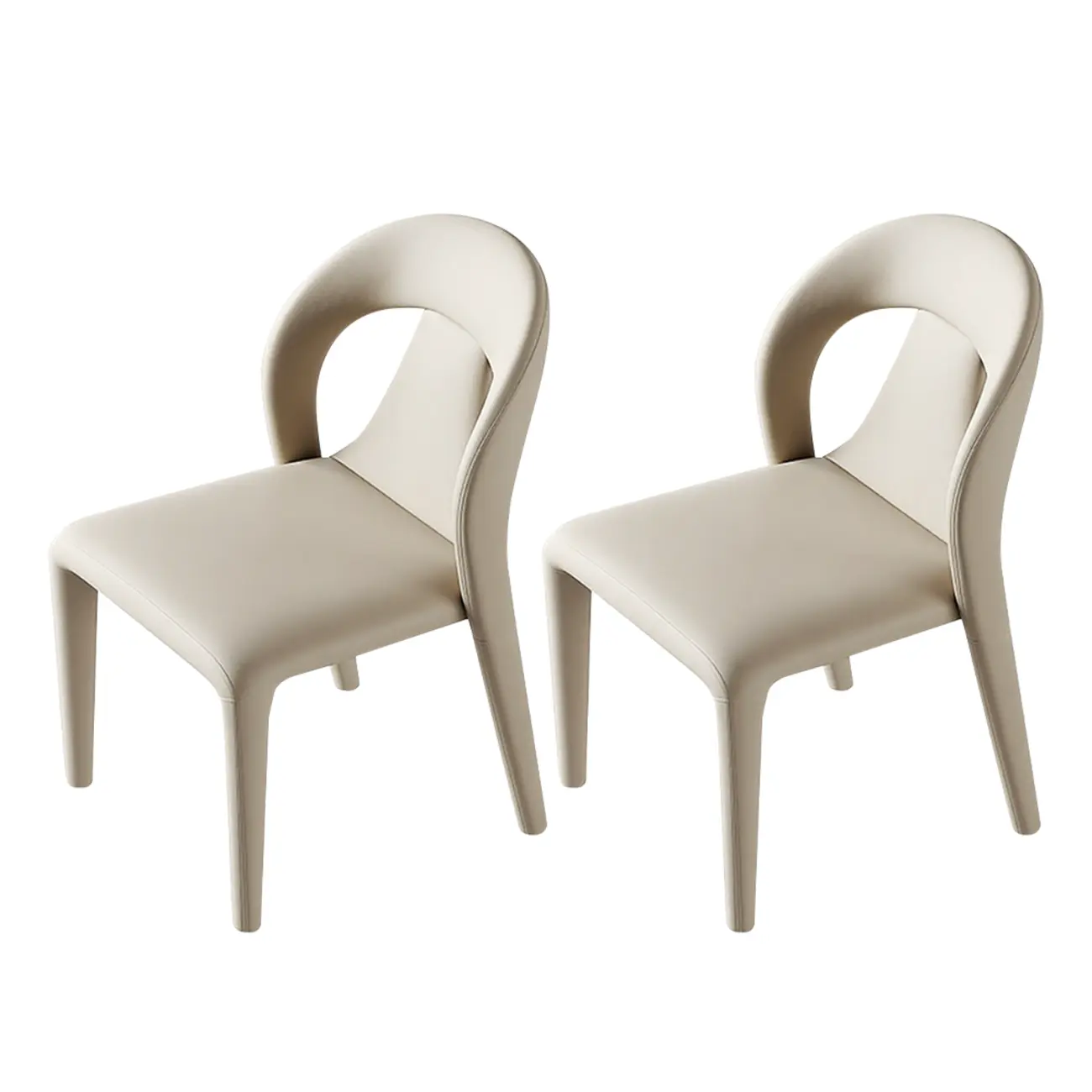 Modern Faux Leather Curved Back Armless Dining Chair Set of 2 Image - 9 | homeyfad