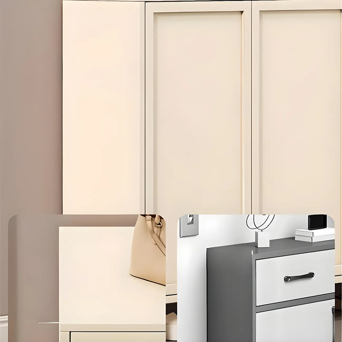 Cream White Wood Shoe Cabinet with Shoe Lattice Image - 14 | homeyfad