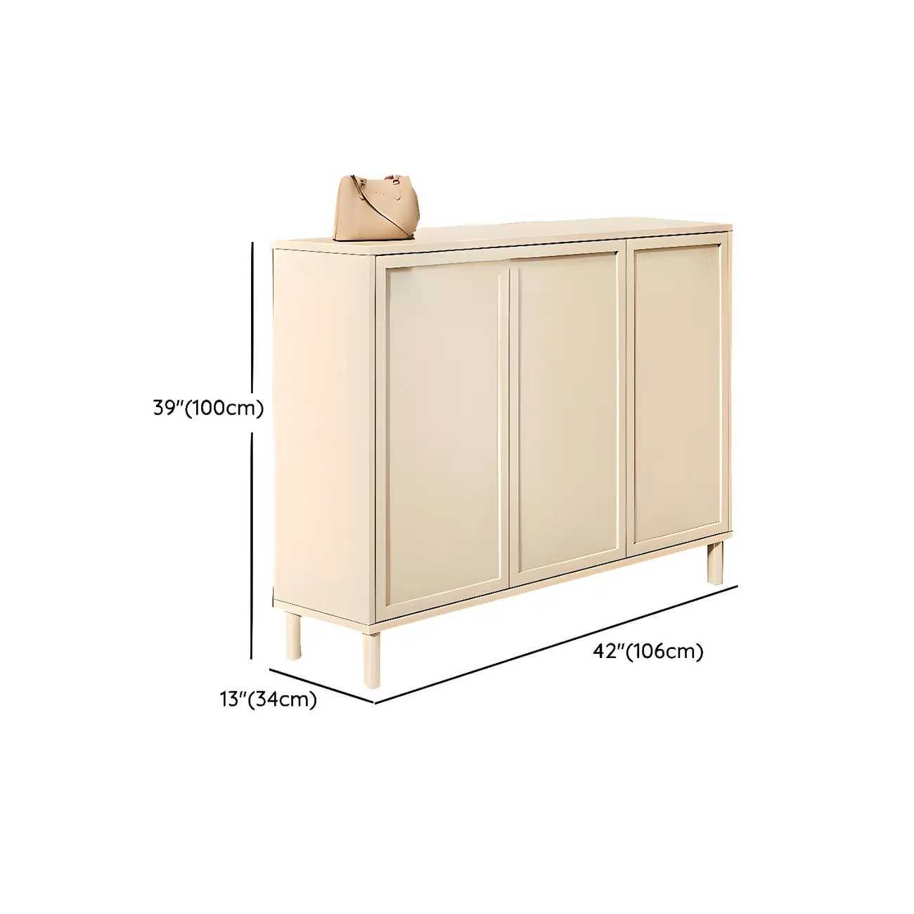 Cream White Wood Shoe Cabinet with Shoe Lattice Image - 20 | homeyfad