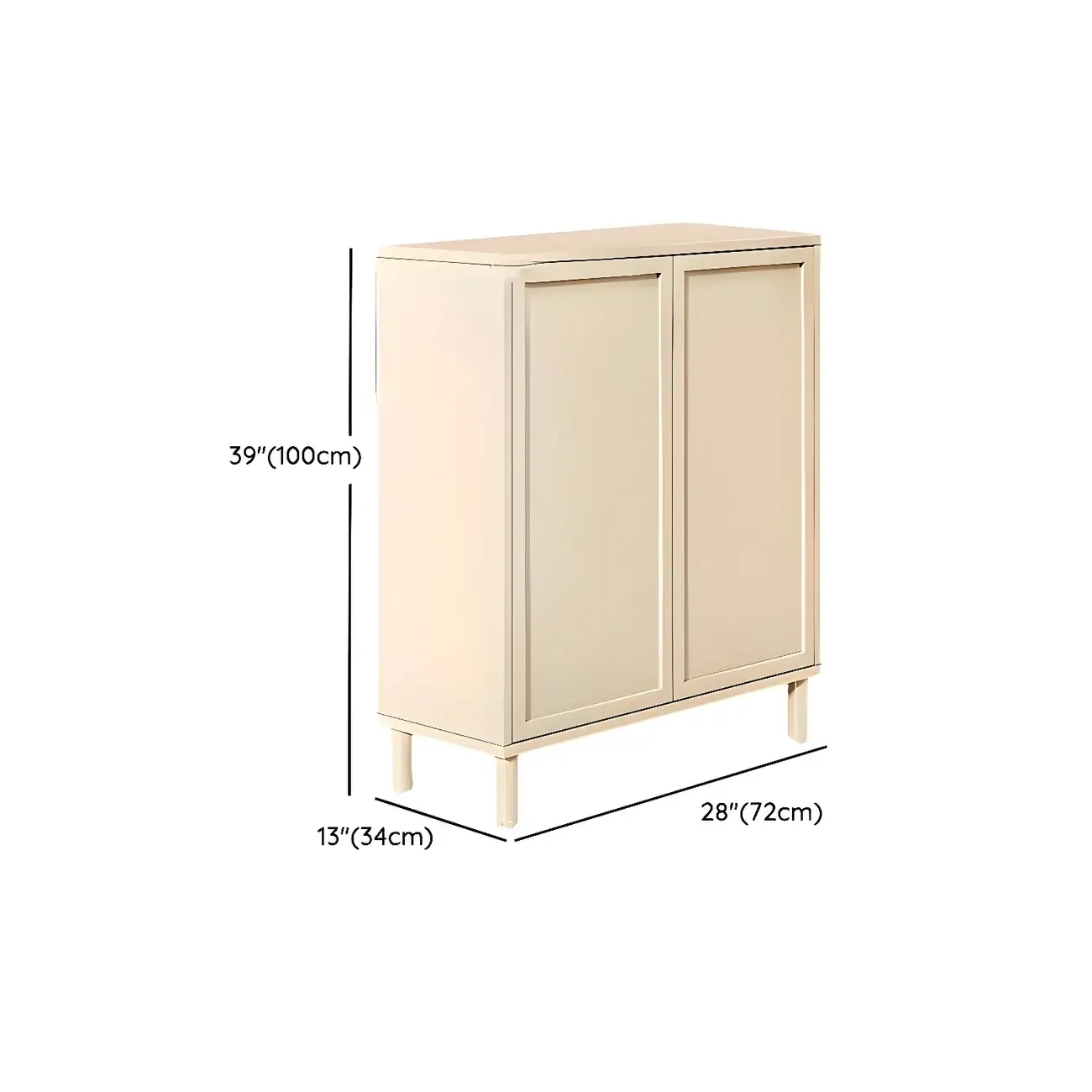 Cream White Wood Shoe Cabinet with Shoe Lattice Image - 21