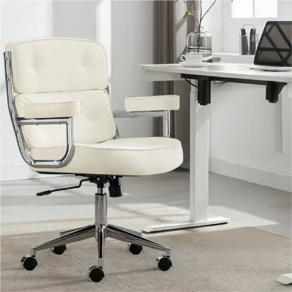 Modern Leather Adjustable Ergonomic Tilt Office Chair Image - 3