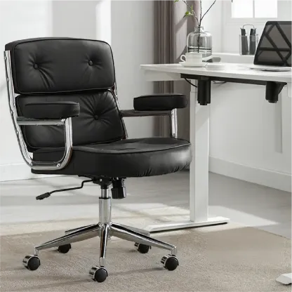 Modern Leather Adjustable Ergonomic Tilt Office Chair Image - 4