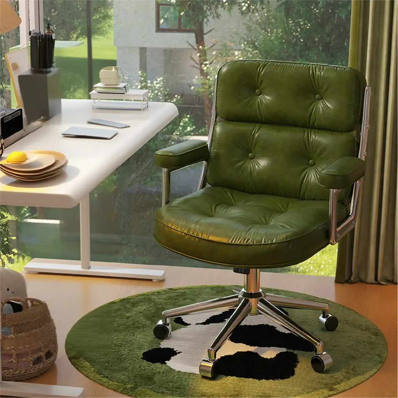 Modern Leather Adjustable Ergonomic Tilt Office Chair Image - 5