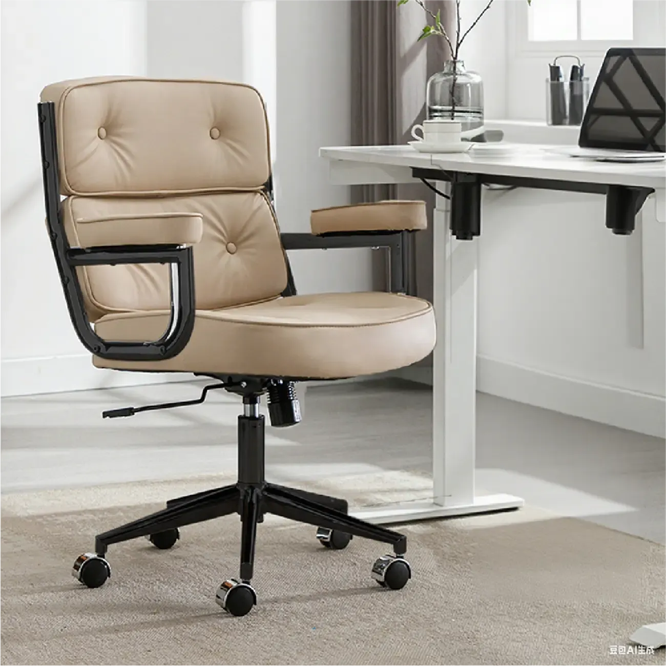 Modern Leather Adjustable Ergonomic Tilt Office Chair Image - 7