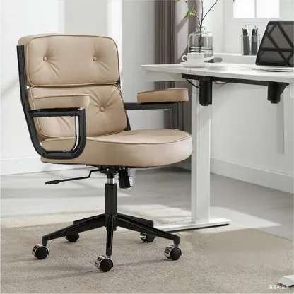 Modern Leather Adjustable Ergonomic Tilt Office Chair Image - 7