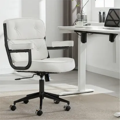 Modern Leather Adjustable Ergonomic Tilt Office Chair Image - 8