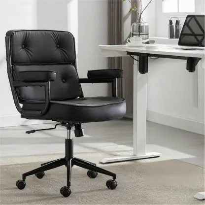 Modern Leather Adjustable Ergonomic Tilt Office Chair Image - 9
