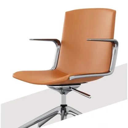 Modern Leather Adjustable Swivel Armrests Office Chair Image - 5