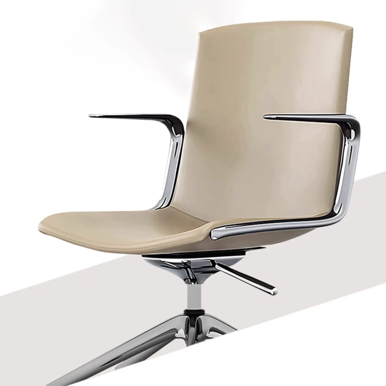 Modern Leather Adjustable Swivel Armrests Office Chair Image - 6 | homeyfad