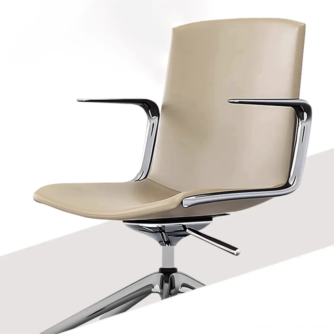 Modern Leather Adjustable Swivel Armrests Office Chair Image - 6