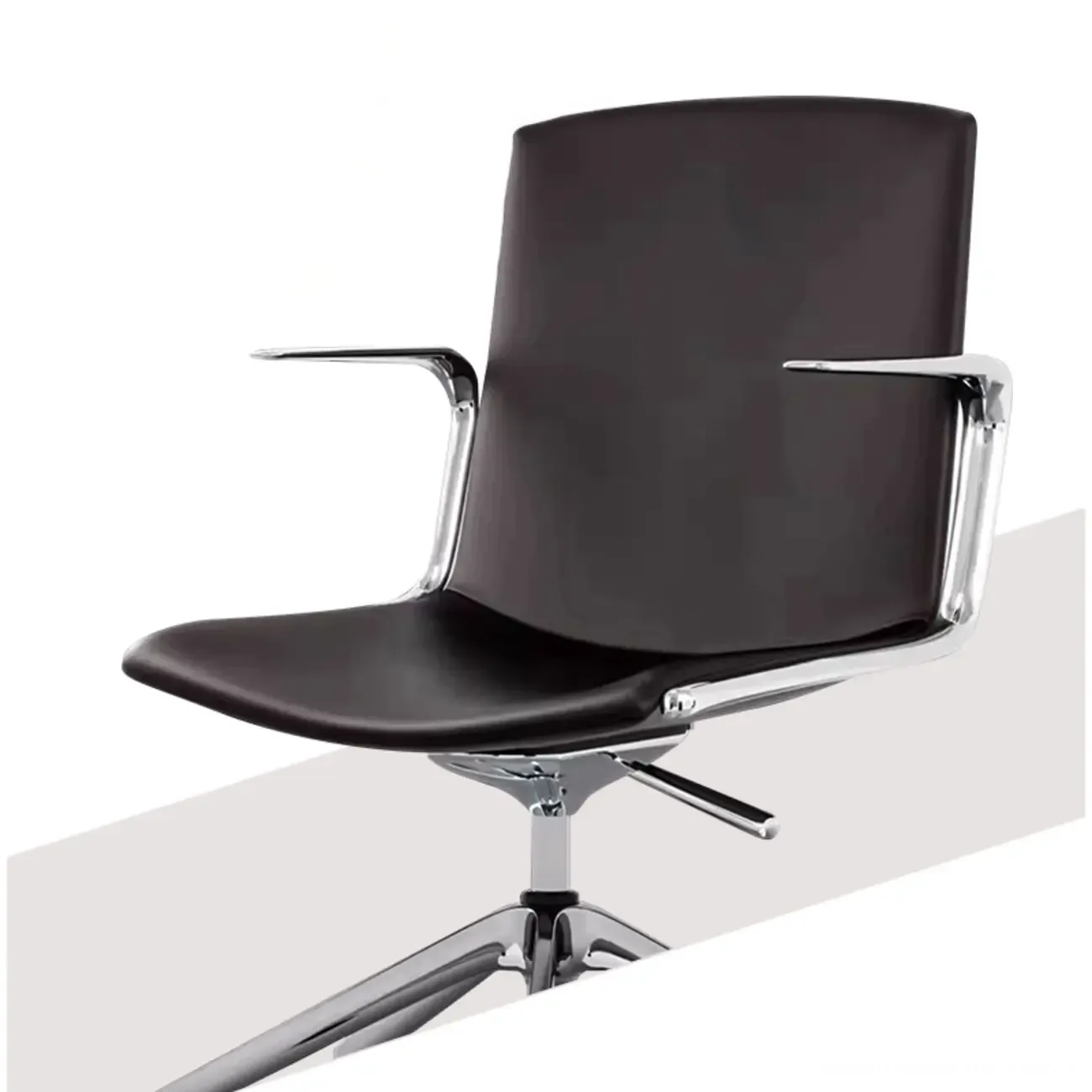 Modern Leather Adjustable Swivel Armrests Office Chair Image - 7