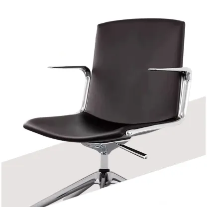Modern Leather Adjustable Swivel Armrests Office Chair Image - 7