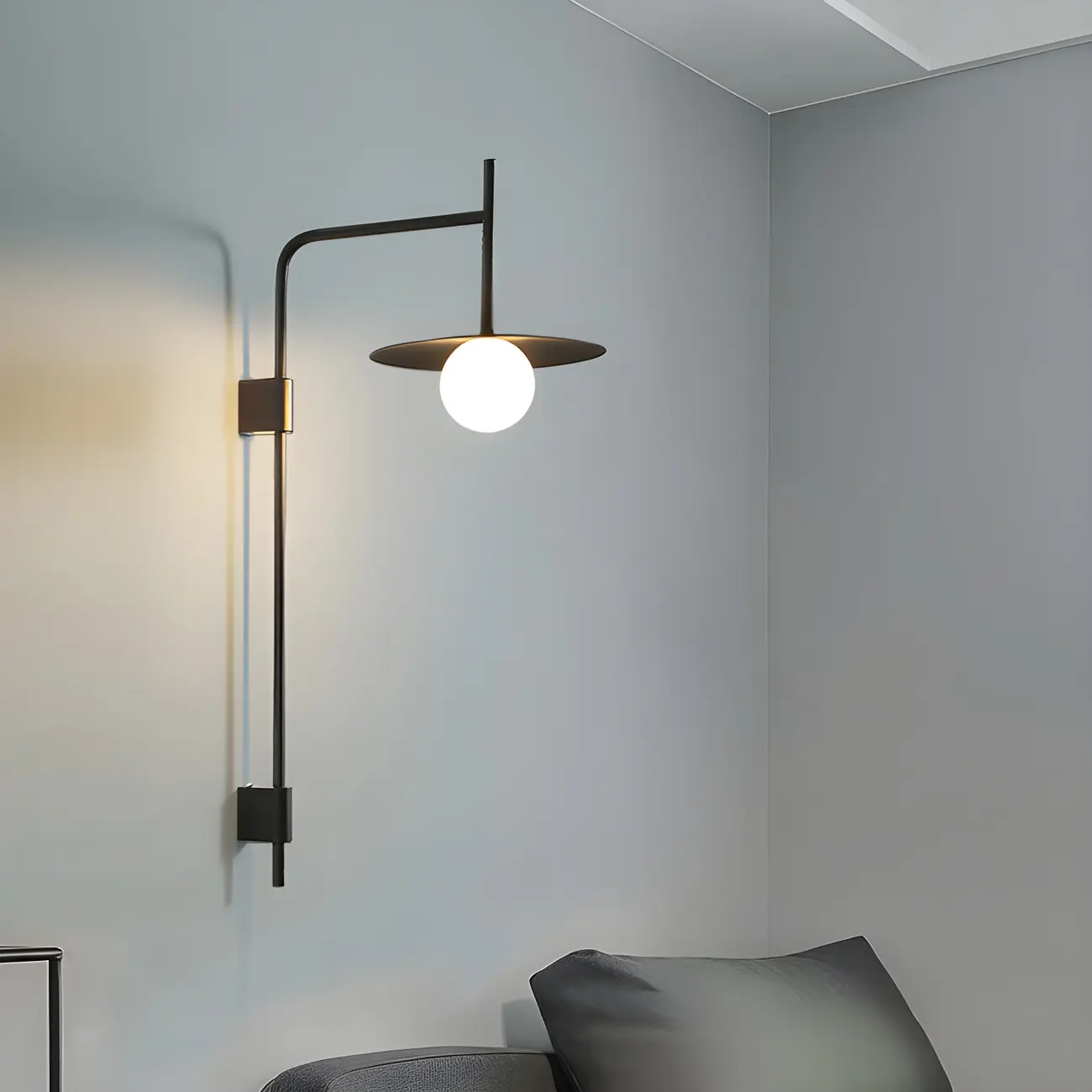 Industrial Frosted Glass Metal Globe Black Wall Sconce | homeyfad