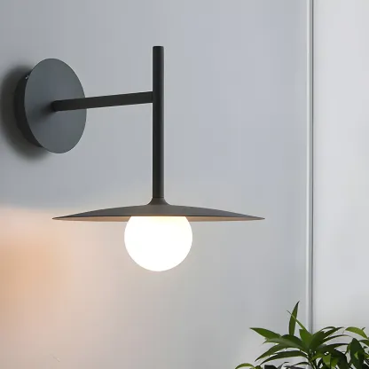 Industrial Frosted Glass Metal Globe Black Wall Sconce