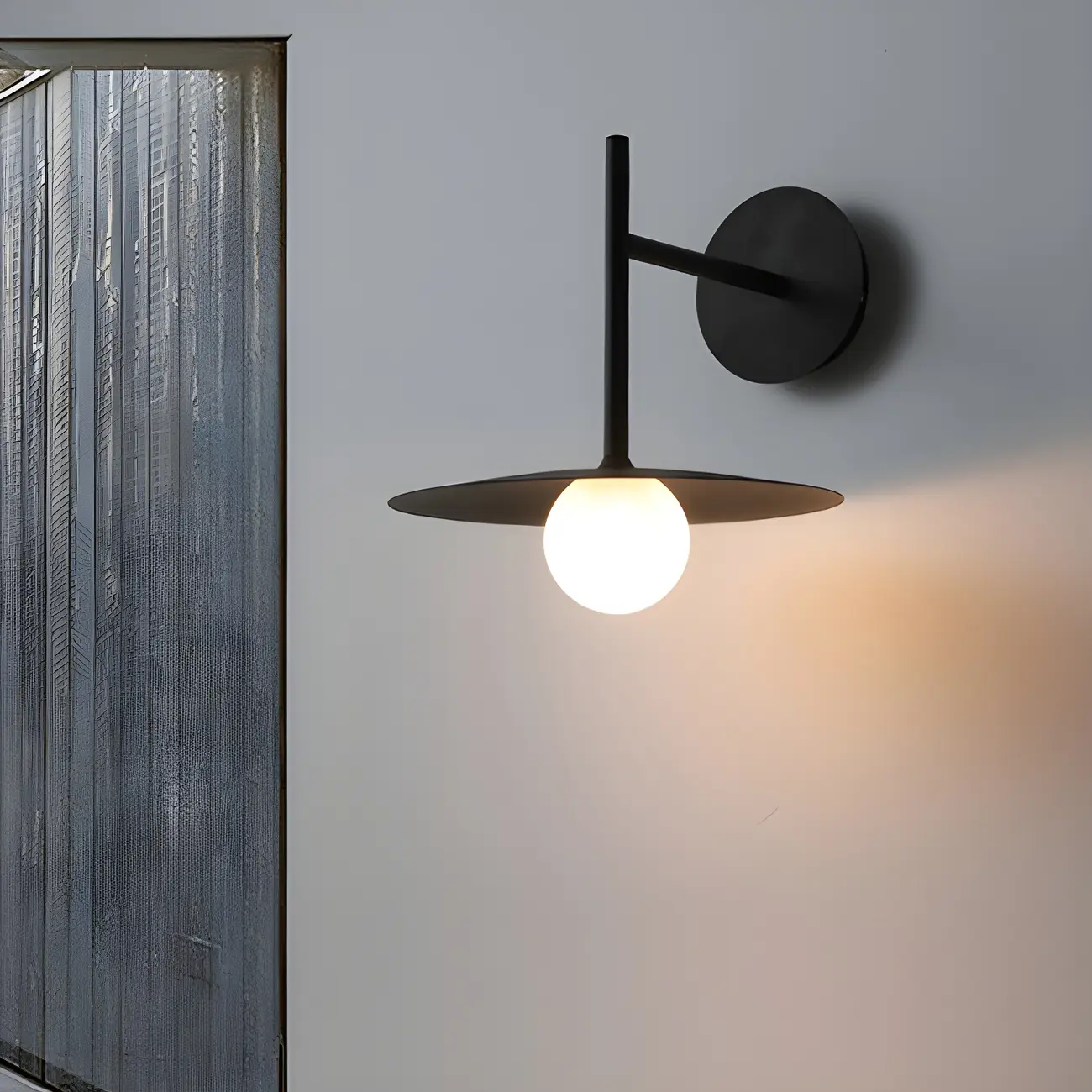 Industrial Frosted Glass Metal Globe Black Wall Sconce | homeyfad