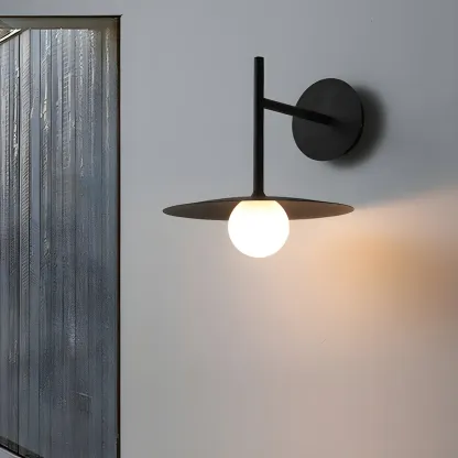 Industrial Frosted Glass Metal Globe Black Wall Sconce