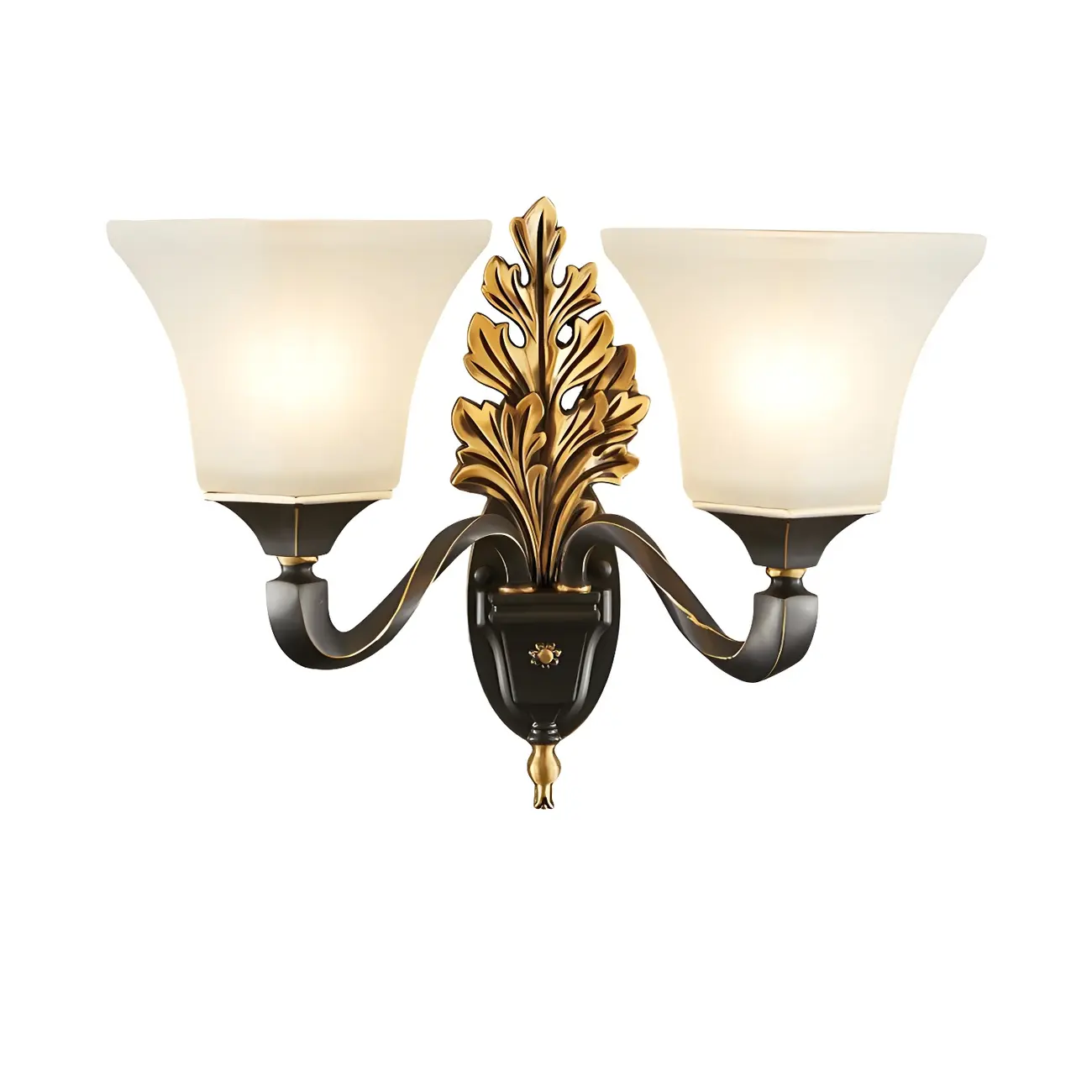 Vintage Metal Frosted White Glass Wall Sconce Image - 3 | homeyfad