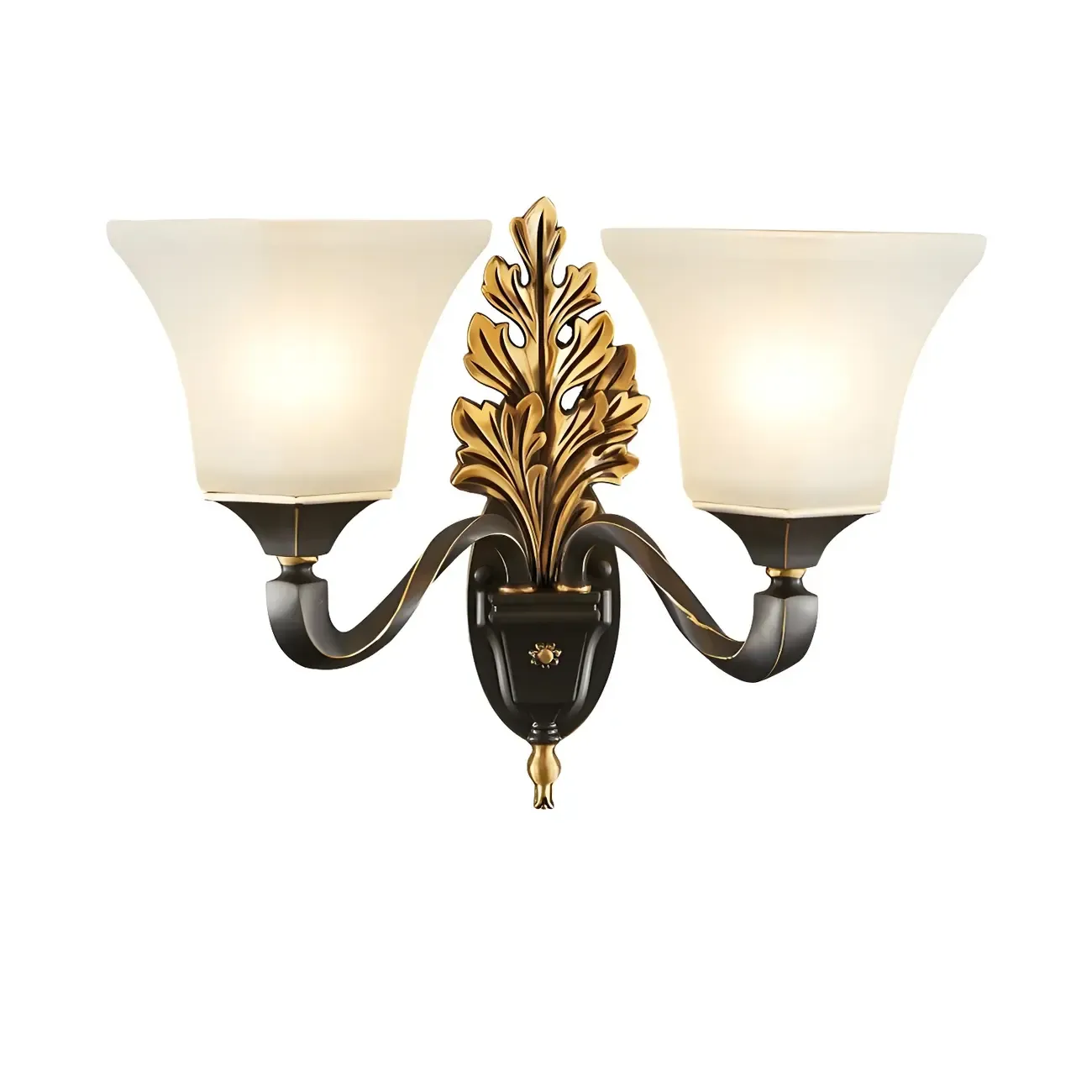 Vintage Metal Frosted White Glass Wall Sconce Image - 3