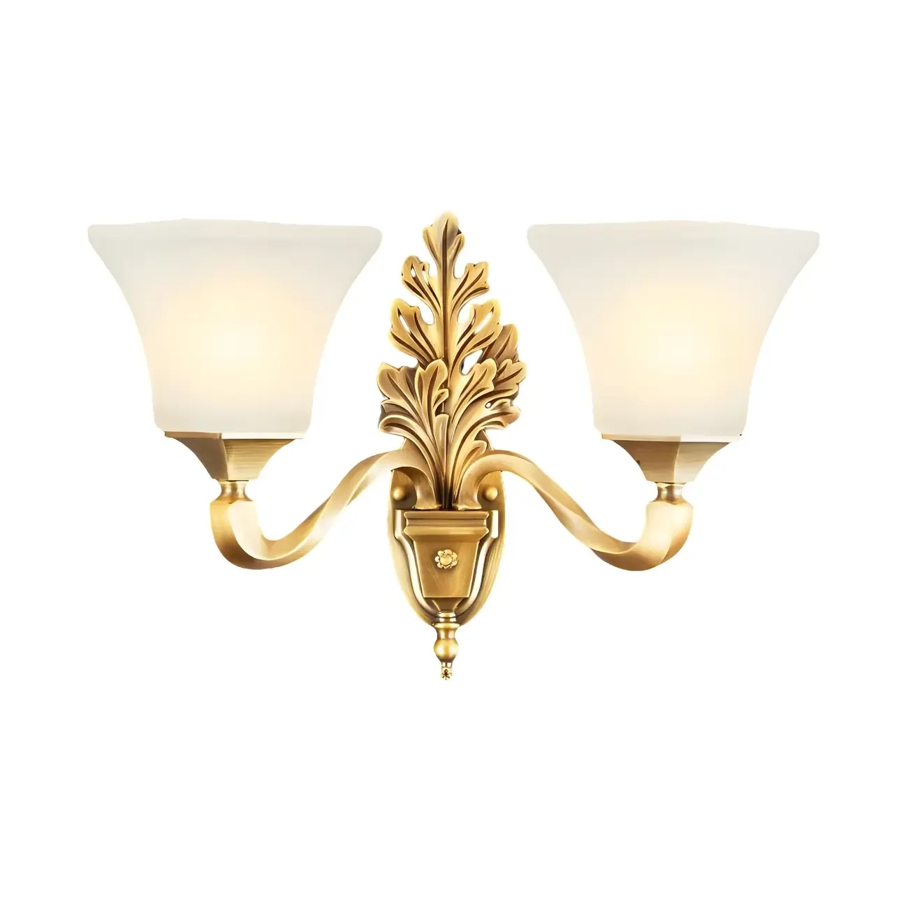 Vintage Metal Frosted White Glass Wall Sconce Image - 5