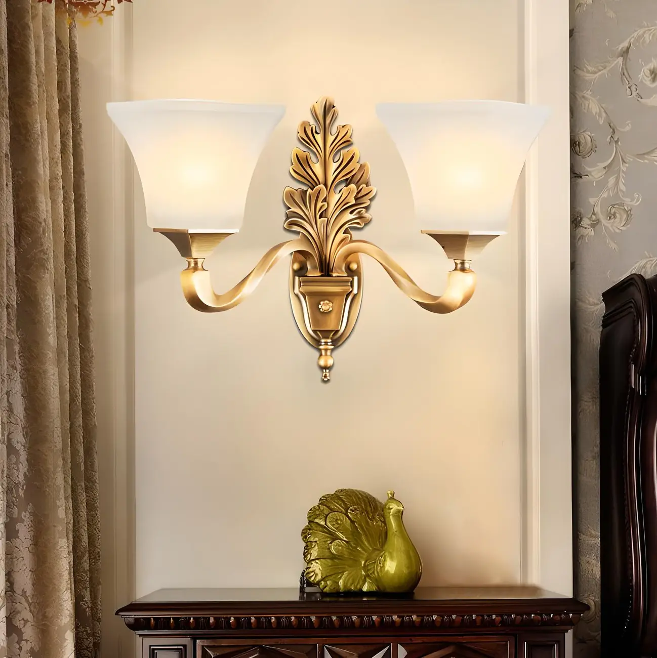 Vintage Metal Frosted White Glass Wall Sconce Image - 2 | homeyfad