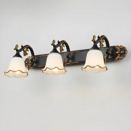 Vintage White Floral Vanity Light with Unique Accents Image - 5